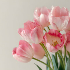 Fototapeta premium Close-up of Pink Tulips in Soft Focus