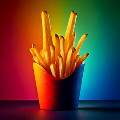 Neon Fries on Colorful Gradient – Modern Pop Style Poster
