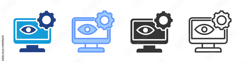Poster Monitoring Software icon set multiple style collection