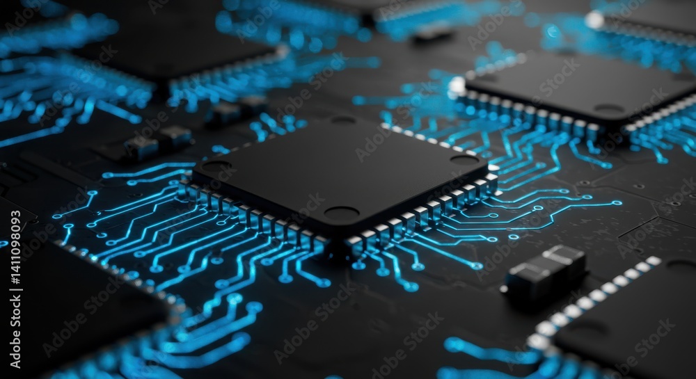 Poster Futuristic circuit board displaying advanced technology and connectivity