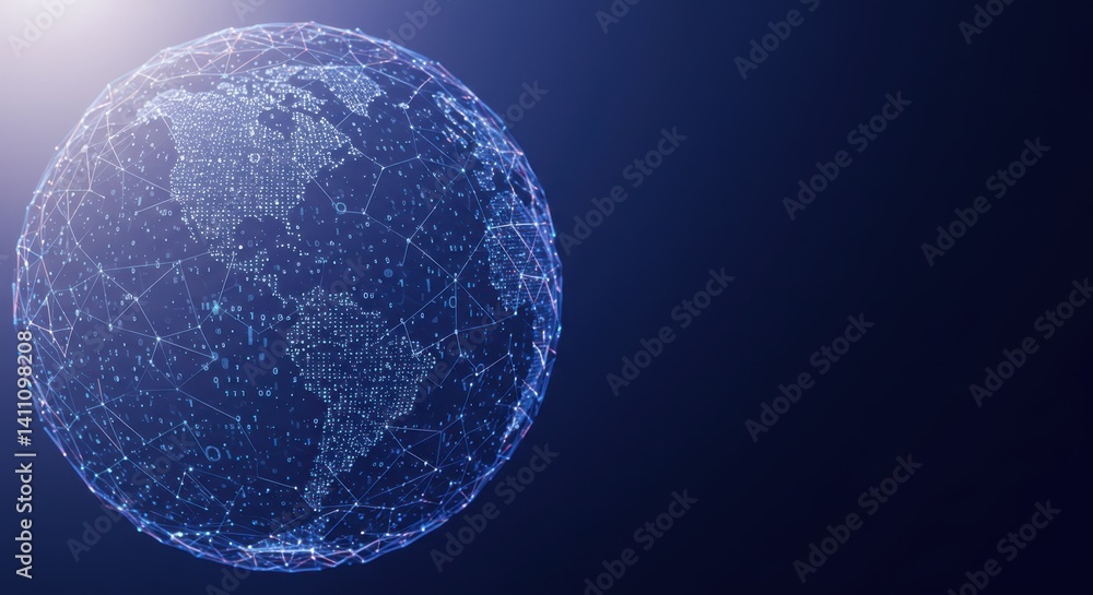 Aufkleber digital earth globe connecting through networks for global communication