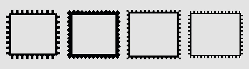 Vintage postage stamp frames collection, isolated element set vector