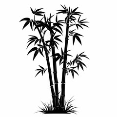 Fototapeta premium Elegant Bamboo Silhouette Illustration. Black and White Botanical Design for Peaceful and Sustainable Nature Dcor