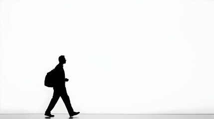 Obraz premium Silhouette Of A Man Walking With Backpack