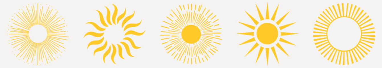 Vintage sun illustrations collection element vector set