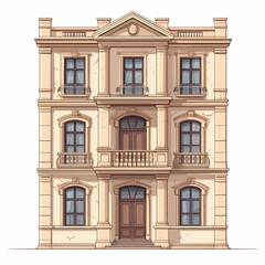 Fototapeta premium Elegant Vintage Building Facade. Classical Architectural Design in Urban Cityscape
