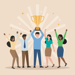 Celebrating Team Success and Achievement Adobe Illustrator Artwork
