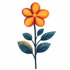 Fototapeta premium Vibrant Orange Flower Illustration. Minimalist Botanical Art for Spring Decor