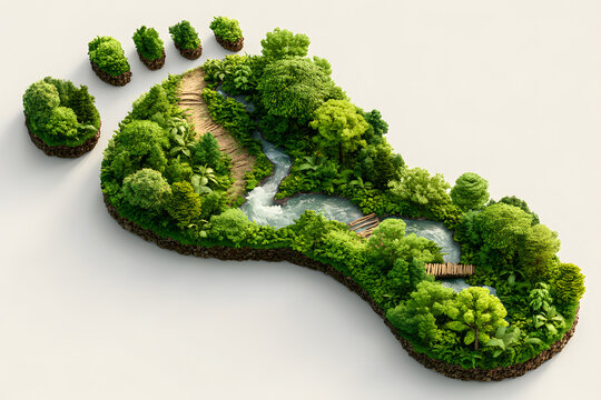 Green Ecological Footprint 3D Concept