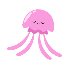 Cute Pink Jellyfish Illustration