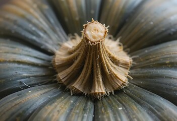 Close-up of a Blue Pumpkin's Stem: Rustic Autumnal Still Life