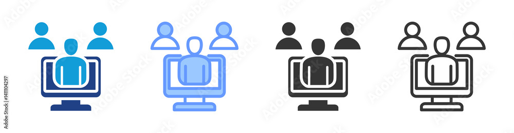 Poster webinar icon set multiple style collection