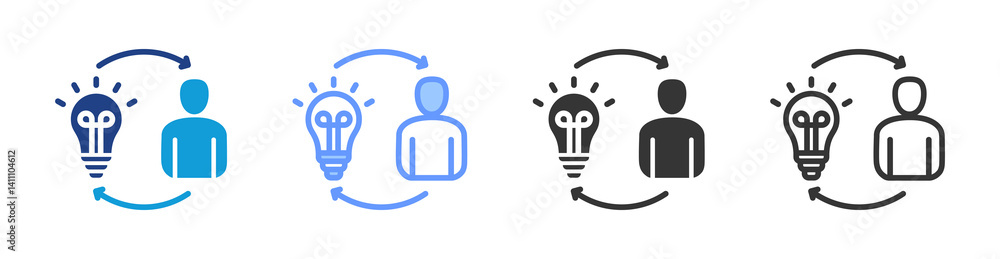 Poster mentoring initiatives icon set multiple style collection
