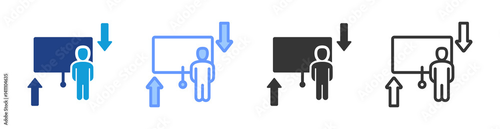 Poster mentoring impact icon set multiple style collection