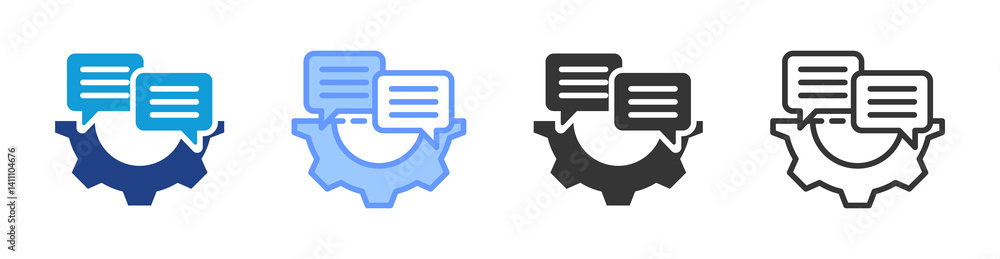 Poster Communication Skills icon set multiple style collection