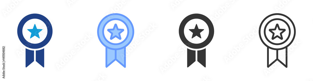 Poster achievement icon set multiple style collection