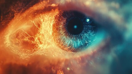 Eye with Quantum Probability Field in Vibrant Abstract Colors