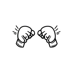 Retro Boxing Gloves Outline with Energy Lines on Transparent Background