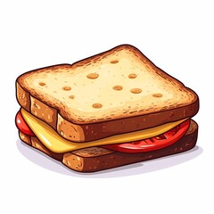 Delicious Sandwich Illustration. Tasty Layers of Cheese, Tomato, and Fresh Ingredients in Creative Vector Artwork