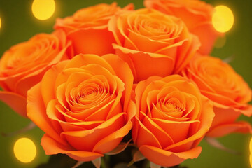 bouquet of yellow roses on a green background