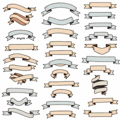Ribbons and Banners Line Set – Elegant Decorative Ribbon and Banner Outlines for Design, Scrapbooking, Invitations, and Crafts