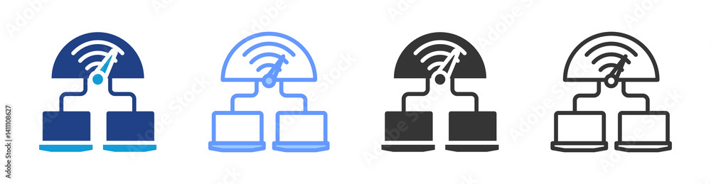 Poster Network Performance icon set multiple style collection