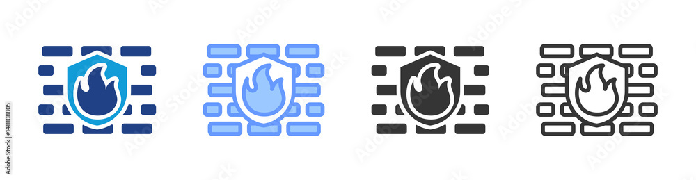 Aufkleber Firewall icon set multiple style collection