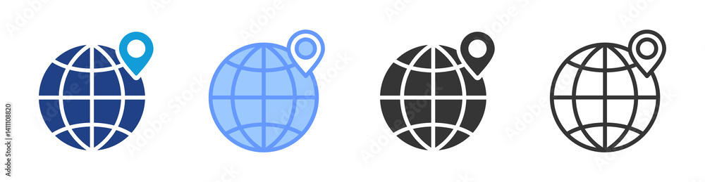 Poster Ip Location icon set multiple style collection
