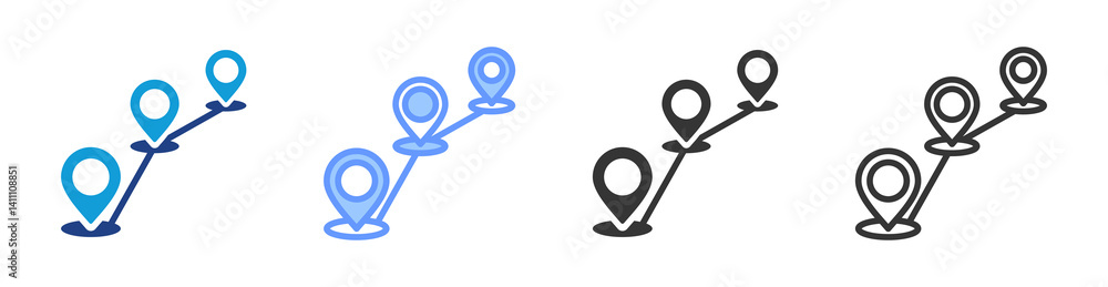 Aufkleber Routing icon set multiple style collection