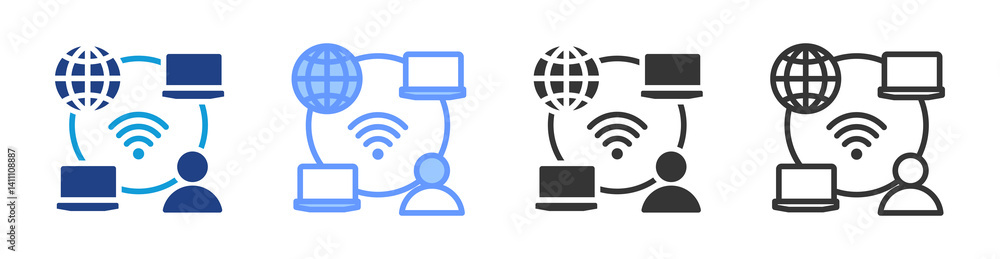 Poster Network Connection icon set multiple style collection