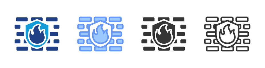 Obraz premium Firewall icon set multiple style collection