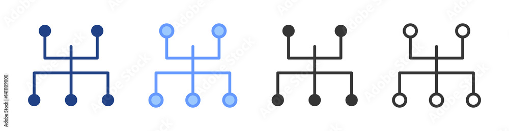 Poster network topology icon set multiple style collection