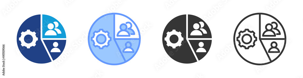 Aufkleber Netwrok Segmentation icon set multiple style collection