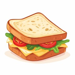 Delicious Healthy Cheese and Ham Sandwich with Fresh Vegetables. Wholesome Snack and Quick Meal Illustration
