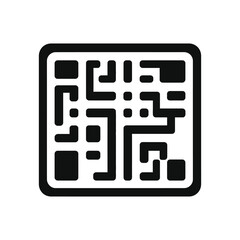 Rounded Square Shape with Intricate Black Pattern on Transparent Background