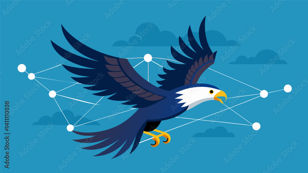 Poster a soaring eagle swooping through a network of signals illustrating the power and speed of highspeed 