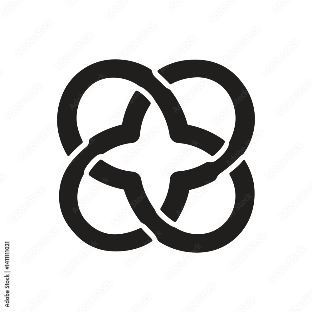Poster seamless infinity loop knot in black over transparent background design