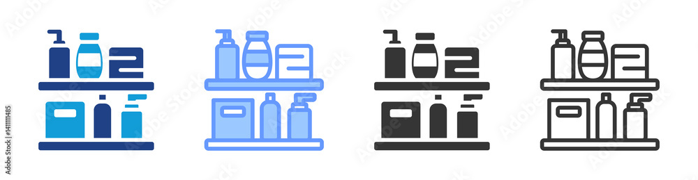 Poster Shelf icon set multiple style collection