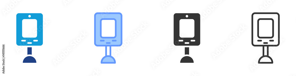 Aufkleber information kiosk icon set multiple style collection