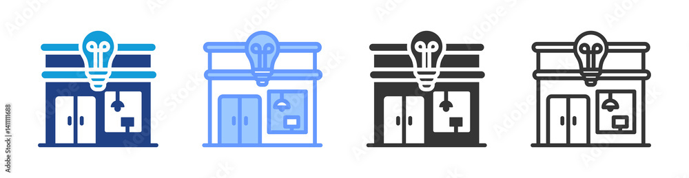 Poster Electronic Store icon set multiple style collection