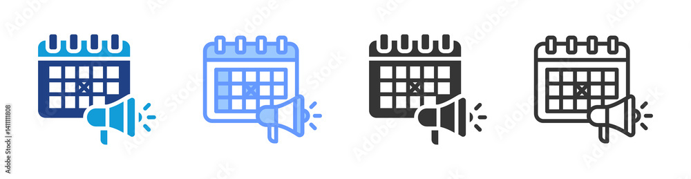Poster promotional event icon set multiple style collection