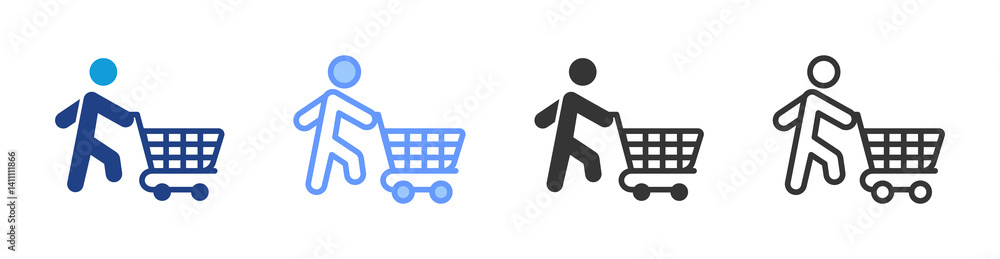 Poster Shopping Spree icon set multiple style collection