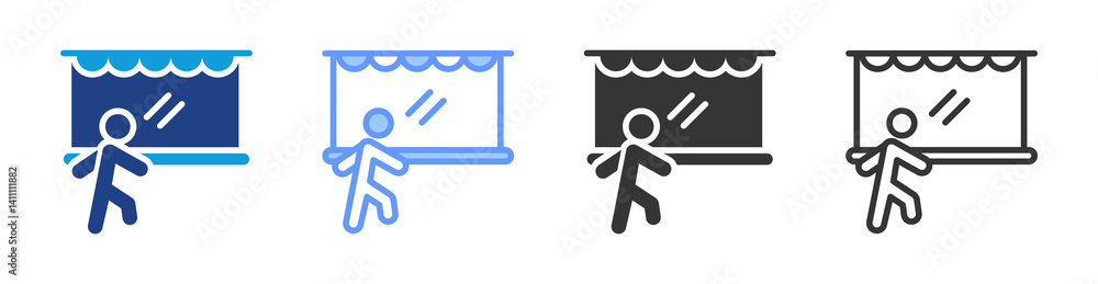 Poster window shopping icon set multiple style collection