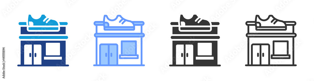 Poster Shoe Store icon set multiple style collection