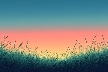 Serene Sunset. Vibrant Colors Over Tranquil Fields and Silhouettes