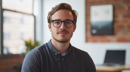 Obraz premium Professional man in an office setting, focused