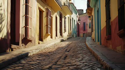 Obraz premium Colorful Cobblestone Alley In Latin America
