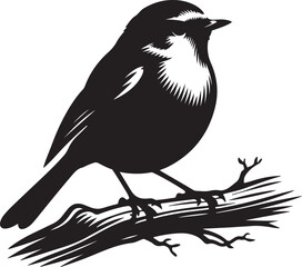Fototapeta premium Robin black vector silhouette