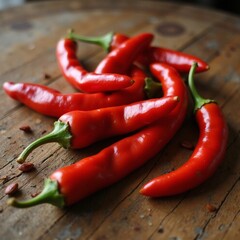 red chili peppers bell pepper vegetable fruit spice hot spicy plant wooden table kitchen fresh natural healthy texture earthy organic nature cooking recipe heat seed artisan root fruit stem paprika