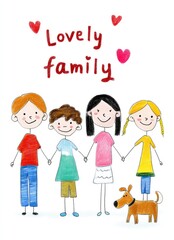 Family day fun happy family illustration kids and pets joyful vibe